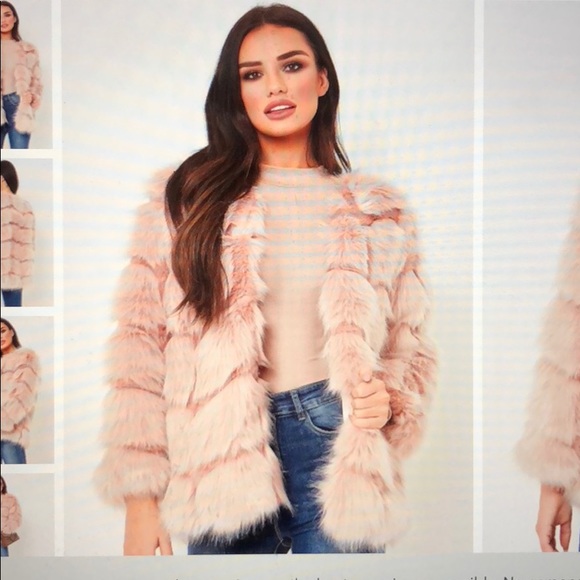 Misspap katniss blush teddy pink faux fur coat S M - Picture 4 of 6